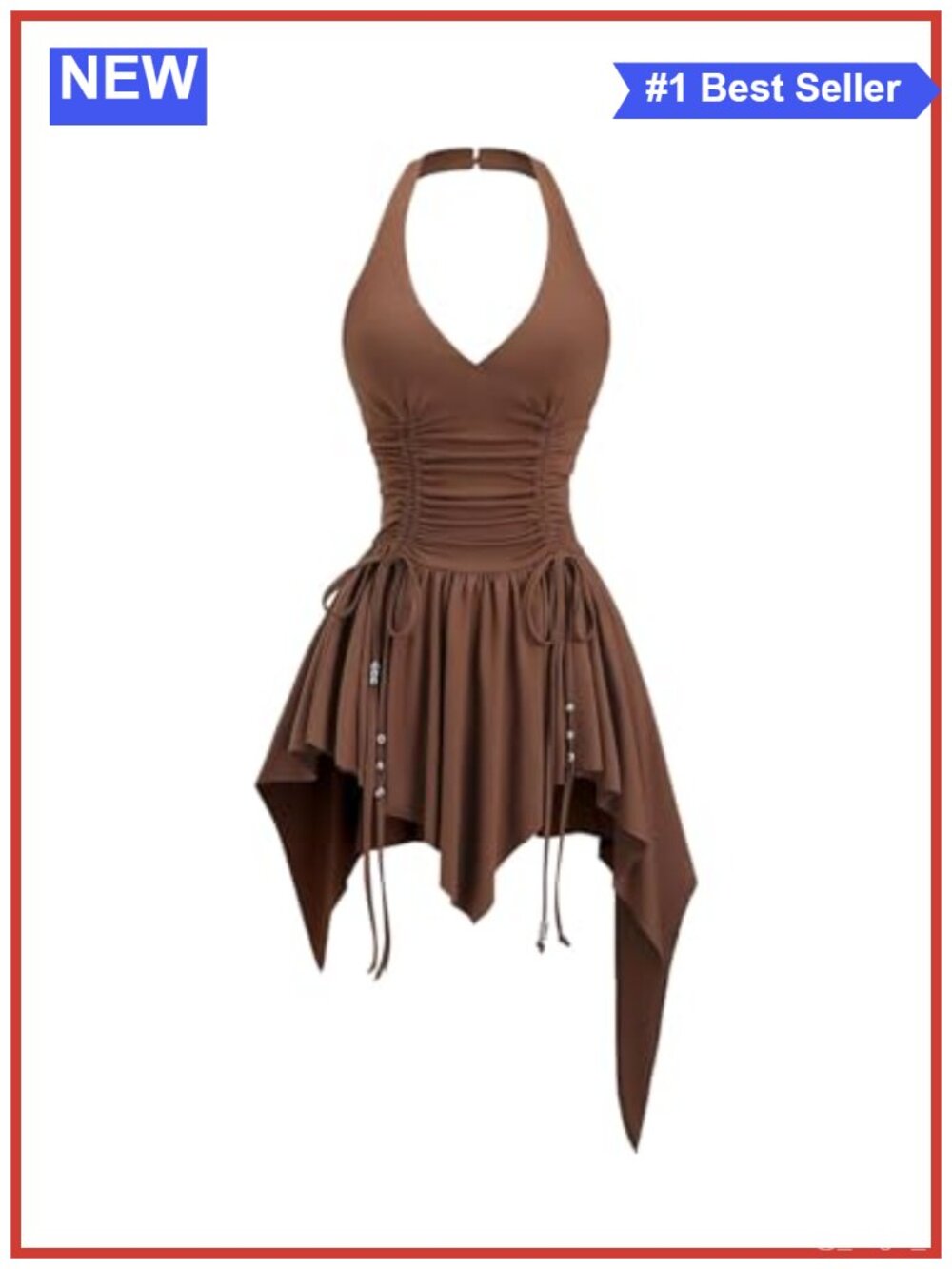 Punk Halter Dress V Neck Asymmetrical Short A Line Polyester Blend